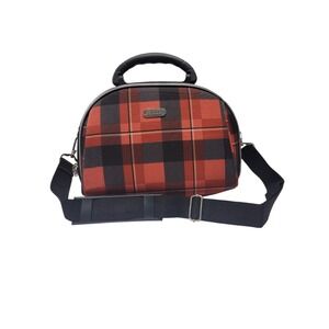 Dejuno Plaid Cosmetic Bag Large w/ Shoulder Strap‎